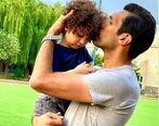 لباس مجلسی زرقی برقی همسر سپهر حیدری با قیافه عروسکی عجیبش