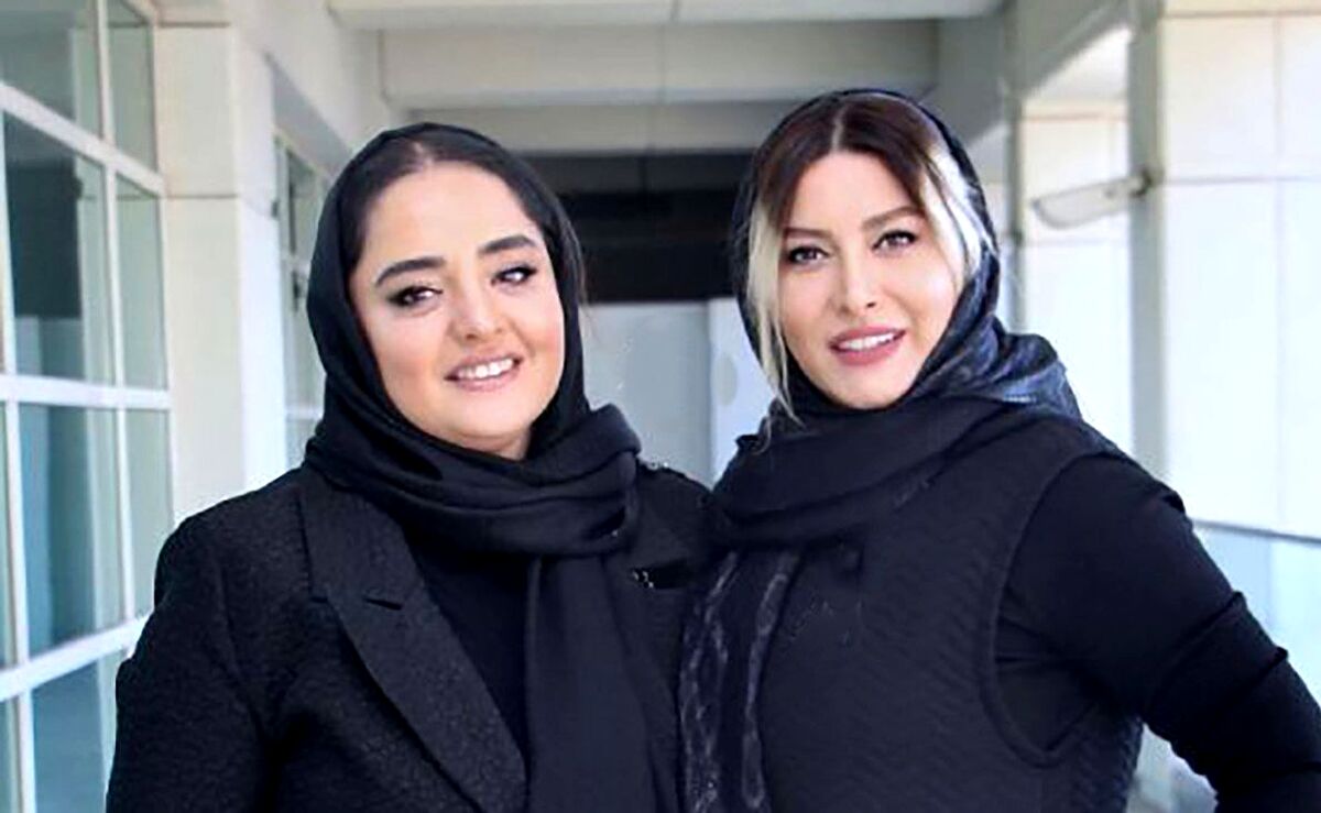 عکس بسیار غیر معمولی فریبا نادری با خانم بازیگر و دلقک بازی به شیوه نرگس محمدی | عکس دو نفره با حجابی عجیب !